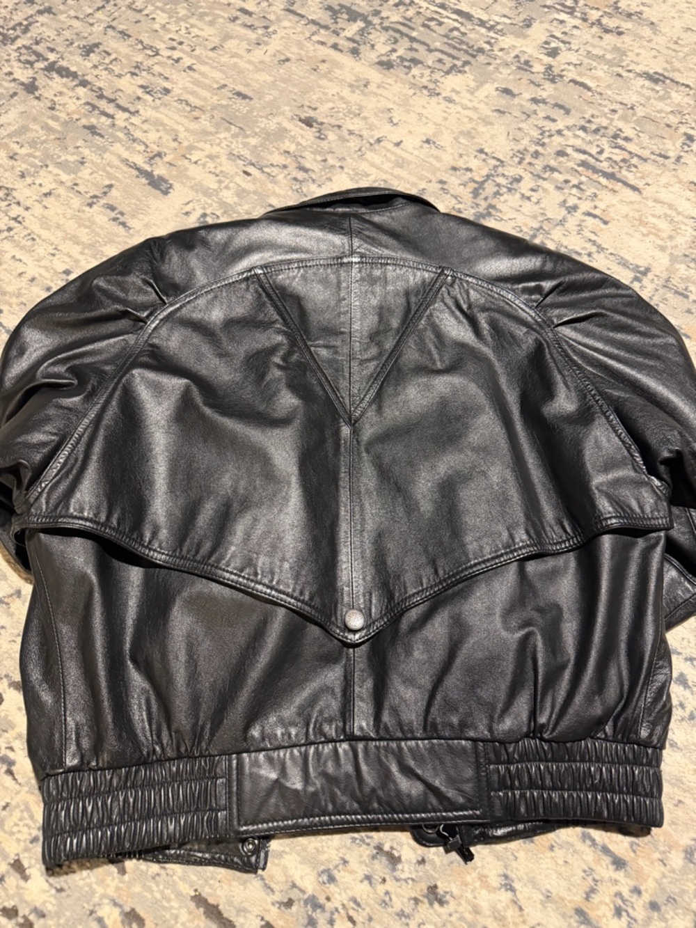 Vintage Wilsons Leather Black Cropped Leather Jacket XS Fits S/M Oversized 90s - Picture 10 of 14